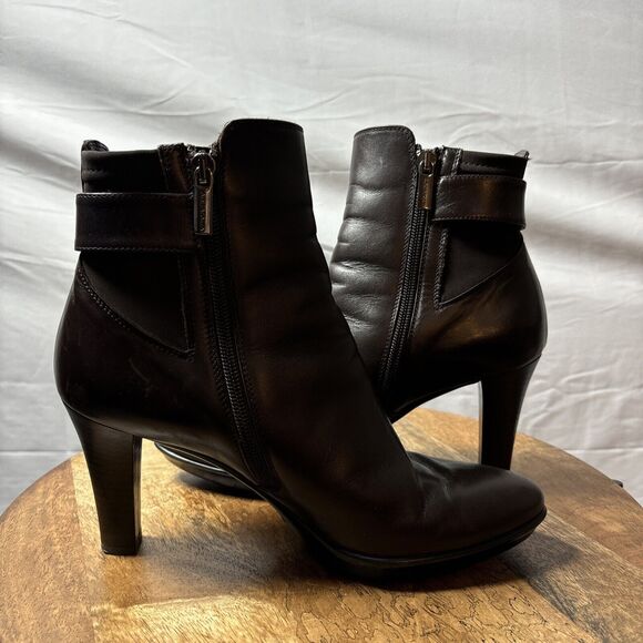 Aquatalia Womens Brown SZ 8 Vera Gomma Italian Lleather Ankle Booties Cushioned - Picture 2 of 12